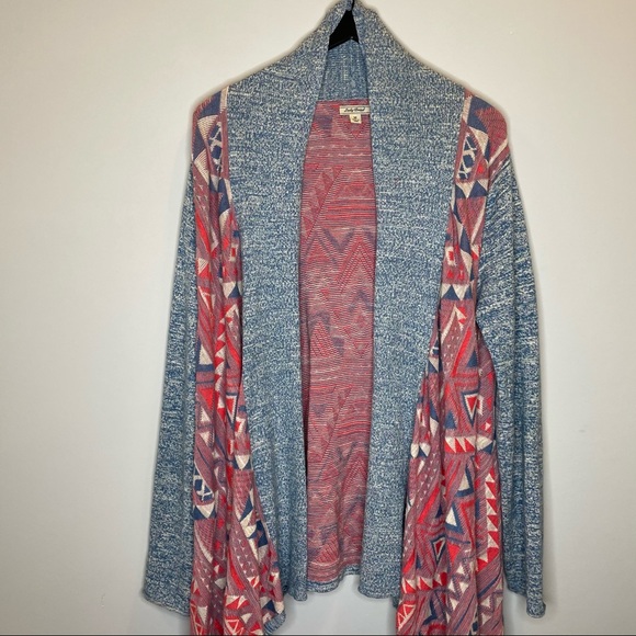 LUCKY BRAND Boho Aztec Cardigan Poncho Medium - Picture 2 of 8
